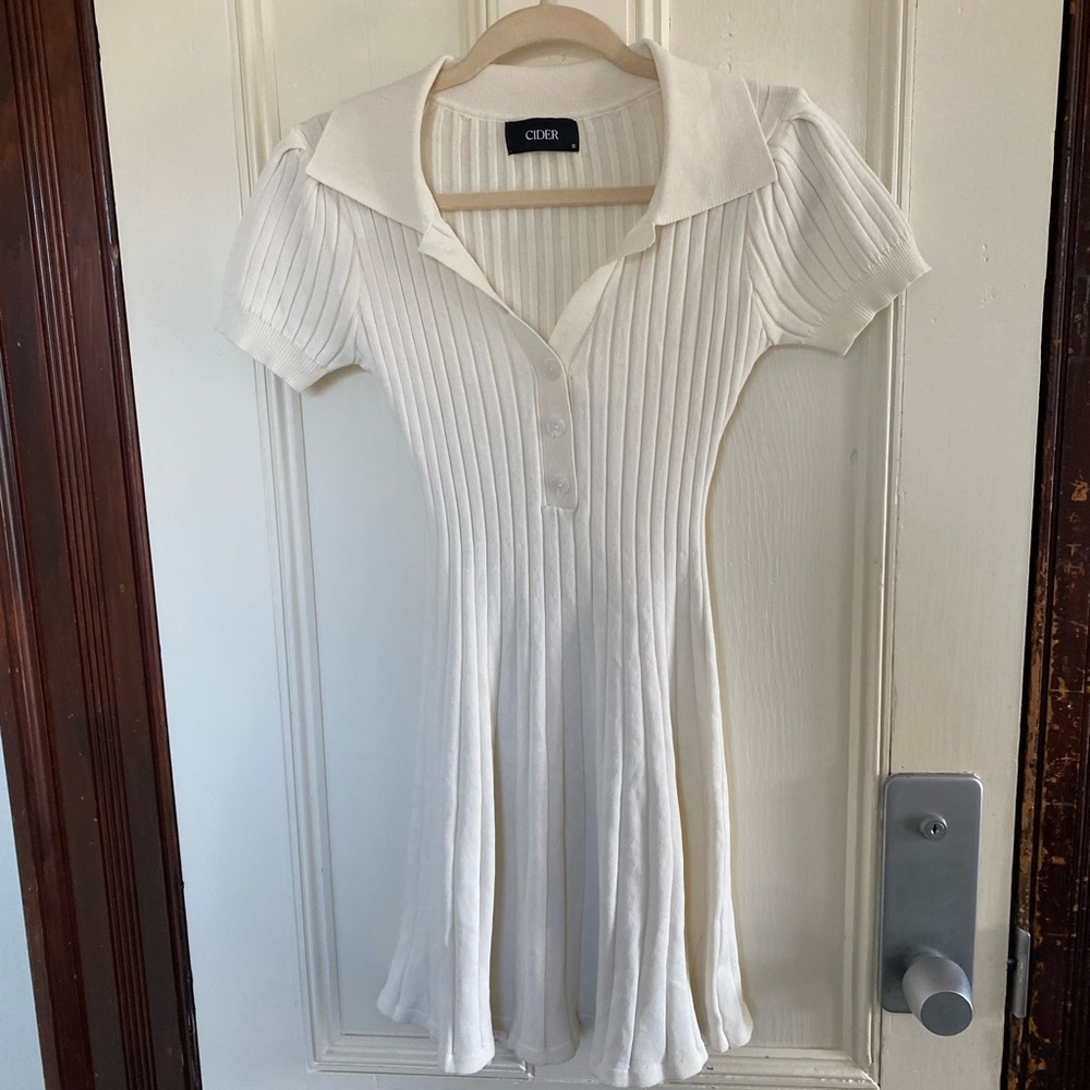 CIDER white collared dress
